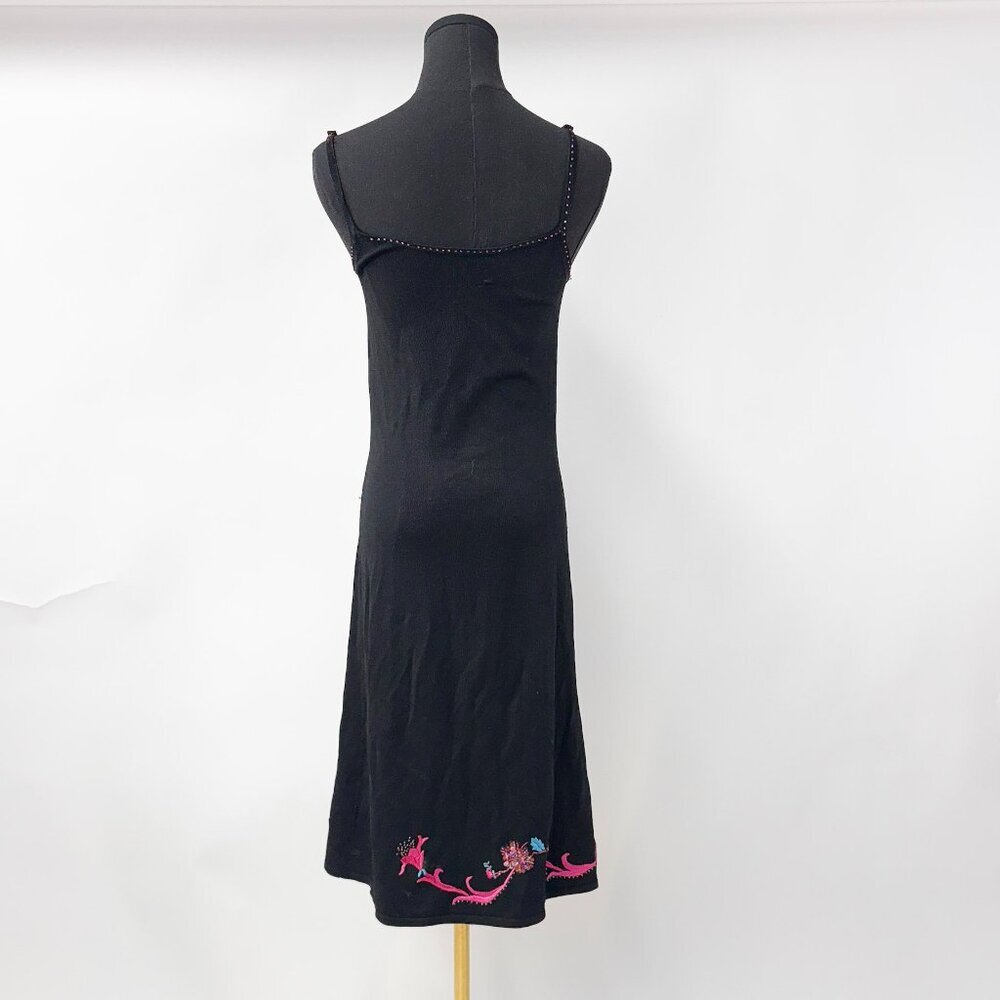 GORGEOUS VINTAGE BLACK KNIT BEADED EMBRODERIED DRESS - Picture 6 of 11